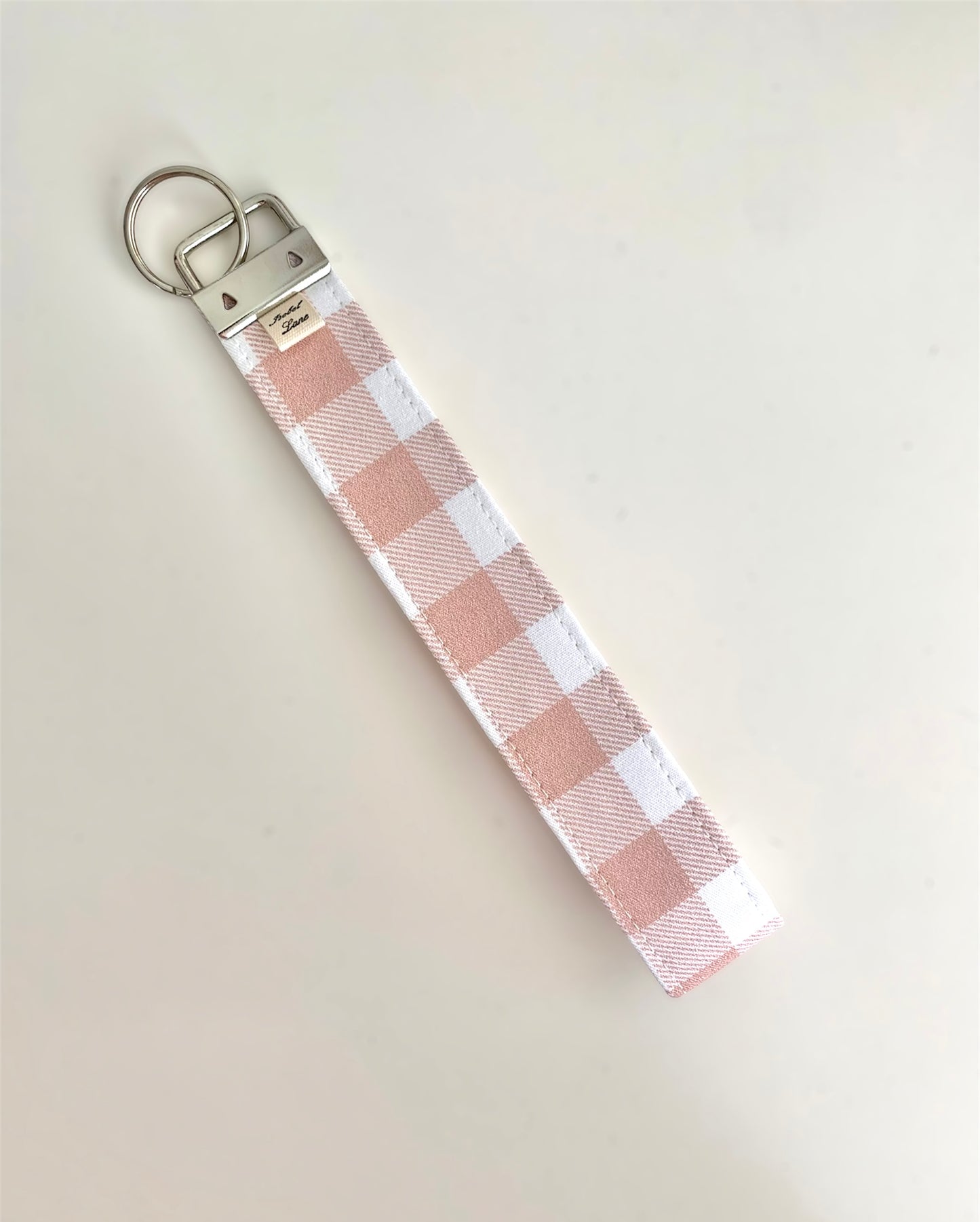Pink Gingham Check Wristlet Key Chain