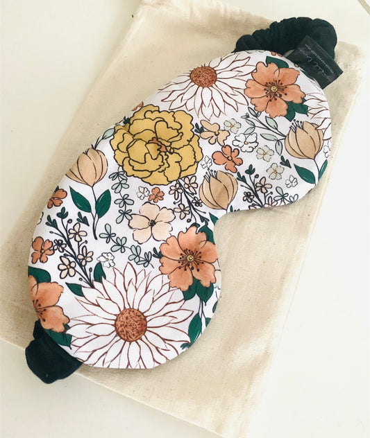 Cream Floral Cotton Sleep Eye Mask