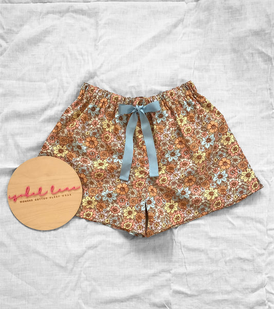 Womens Summer Floral Cotton Pyjama Shorts