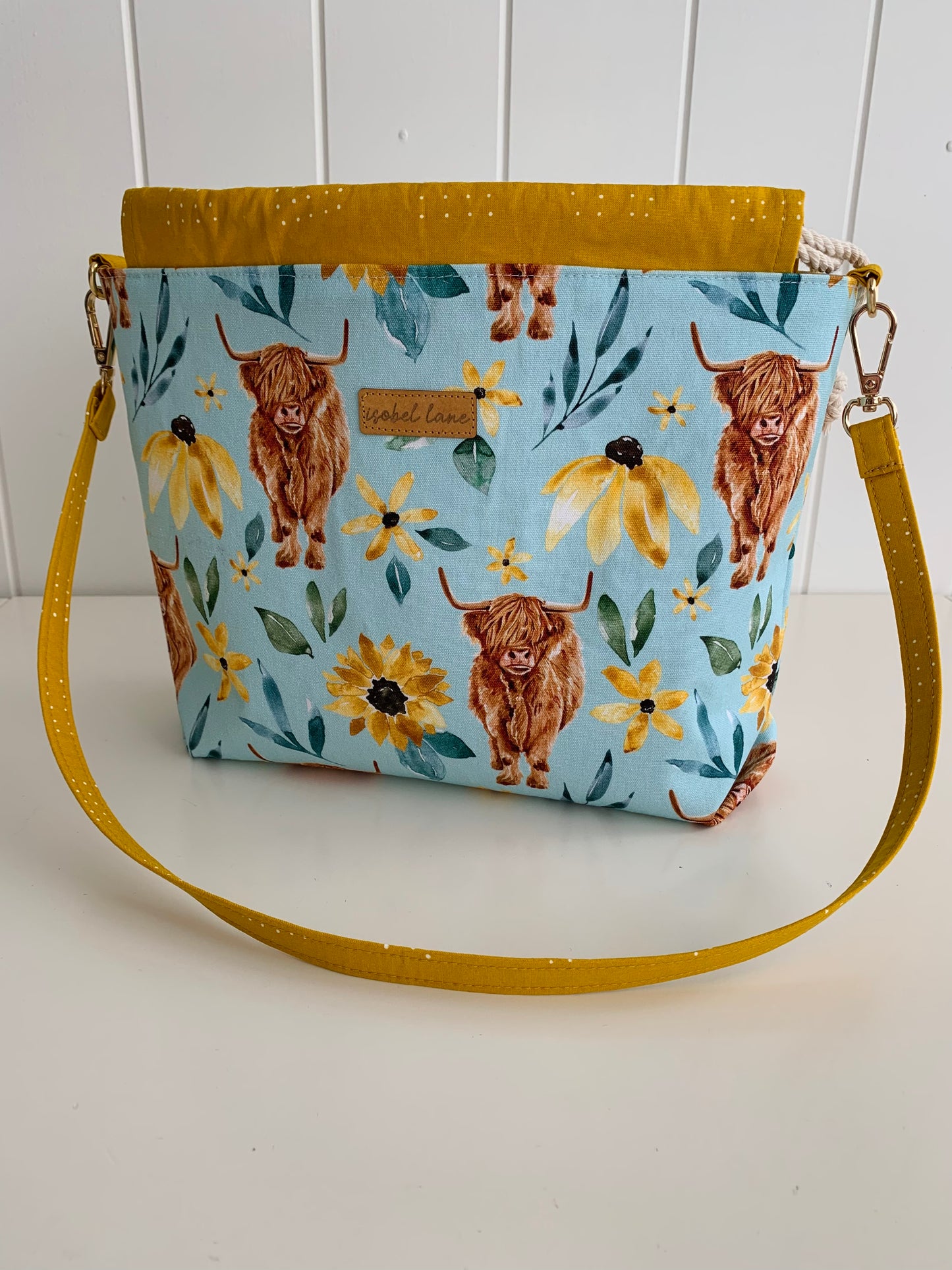 Highland Cow Sunflower Reversible Canvas Bag