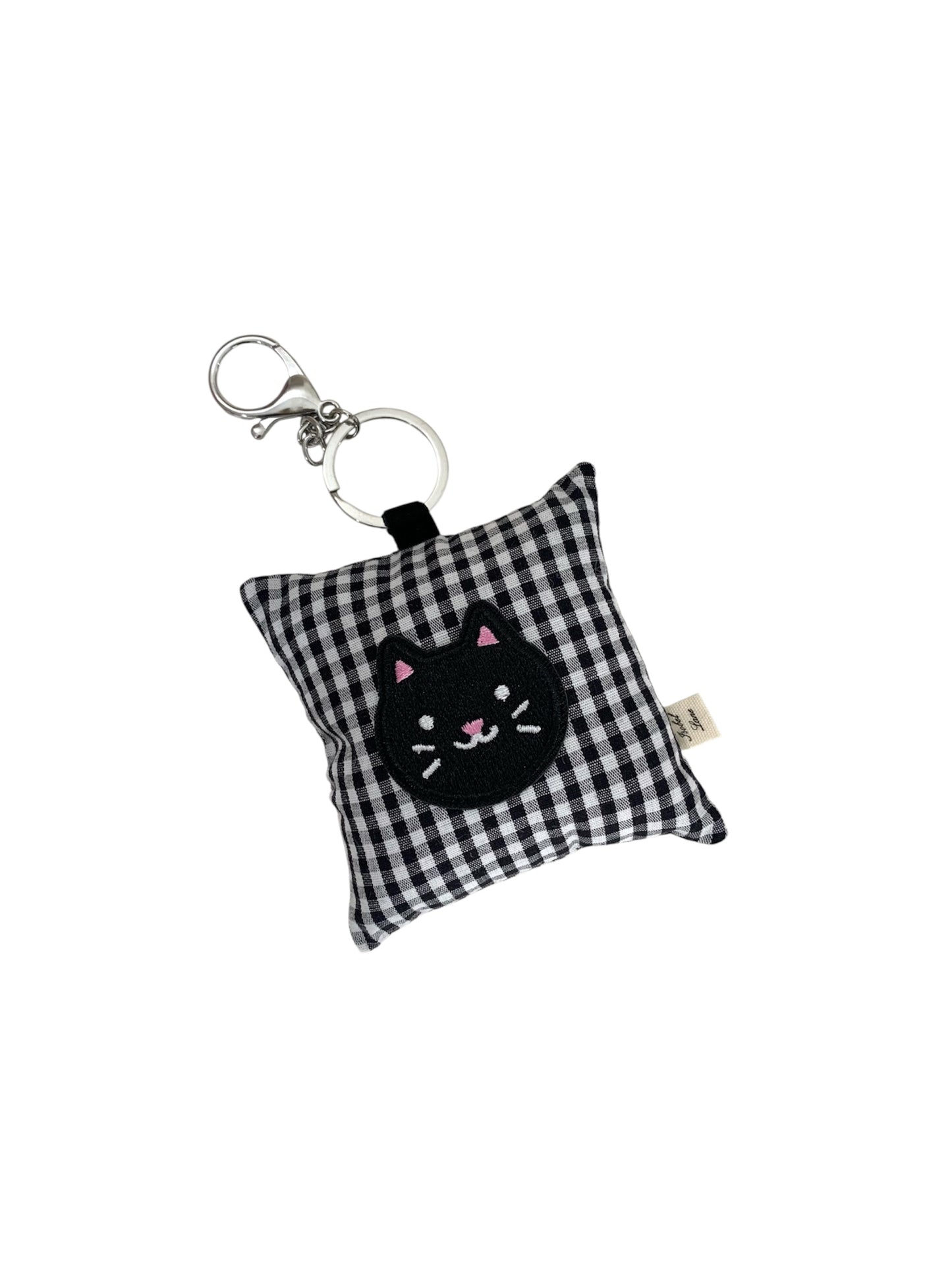 Cat Black Gingham Pillow Key Chain