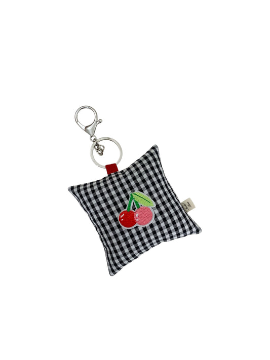 Cherry Black Gingham Pillow Key Chain