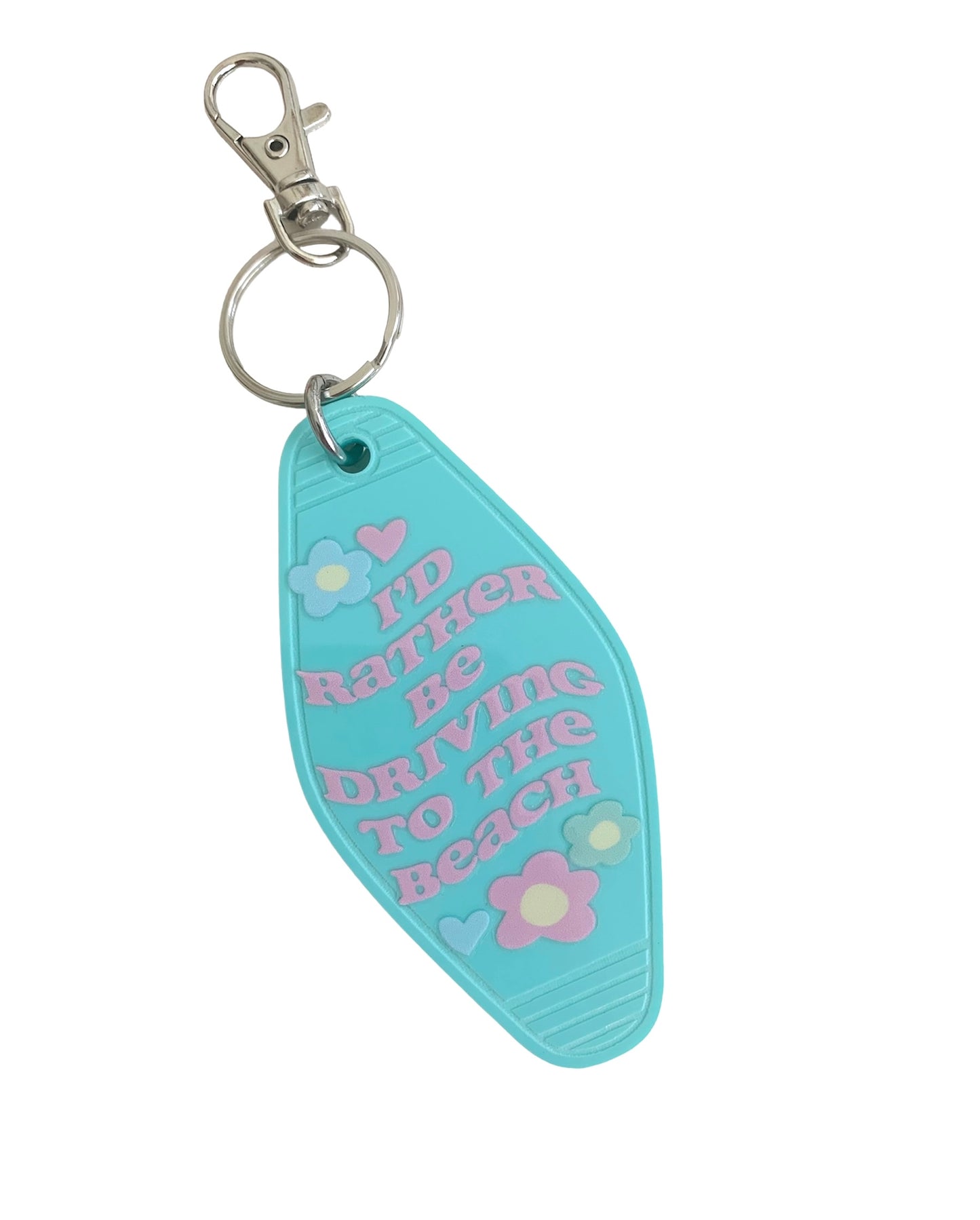 I’d Rather Be At The Beach Teal Motel Key Chain