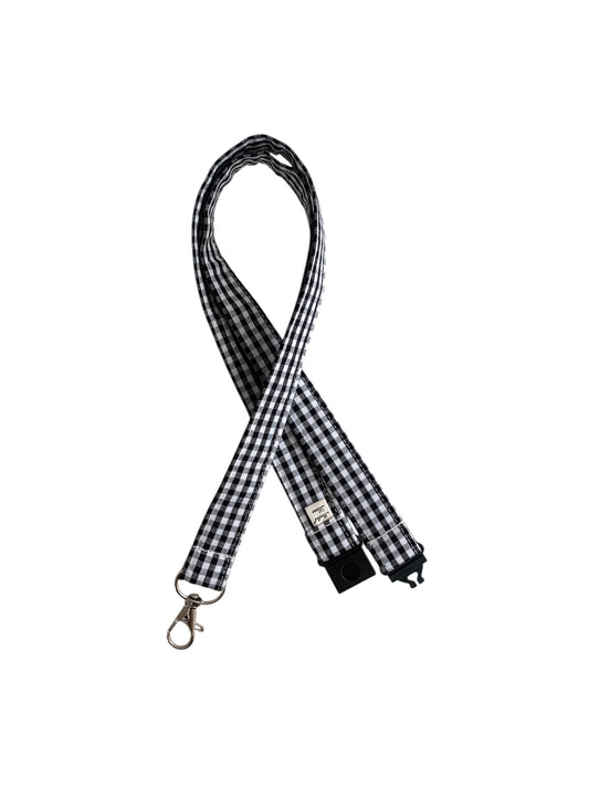 Black Gingham Cotton Breakaway Lanyard