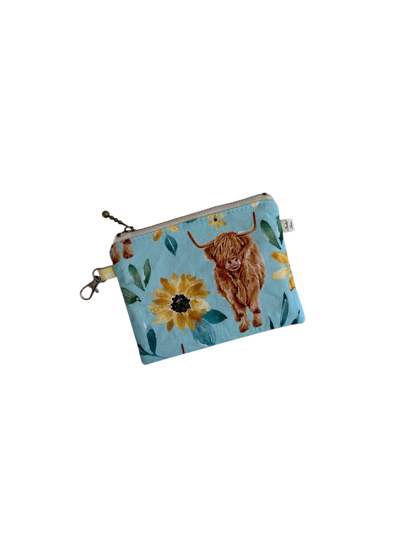 Small Highland Cow Sunflower Zipper Pouch