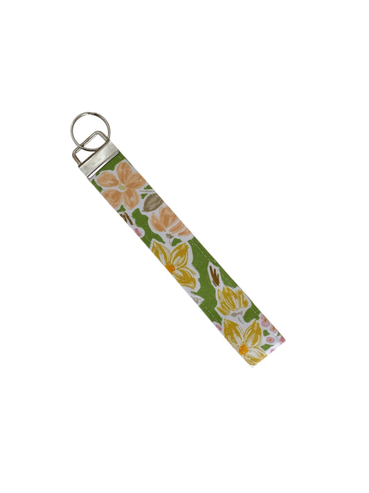 Green Floral Wristlet Key Chain