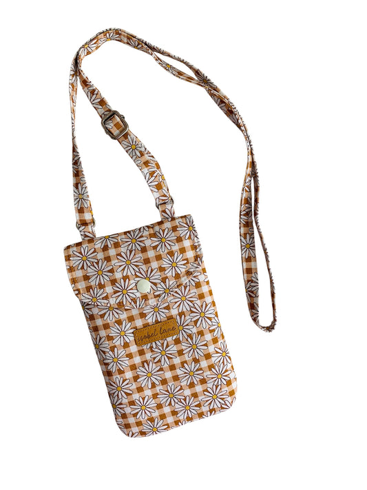 Brown daisy Cotton Canvas Mobile Phone Bag