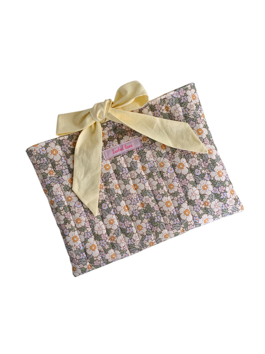 Floral Blossom Cream Quilted Book Sleeve