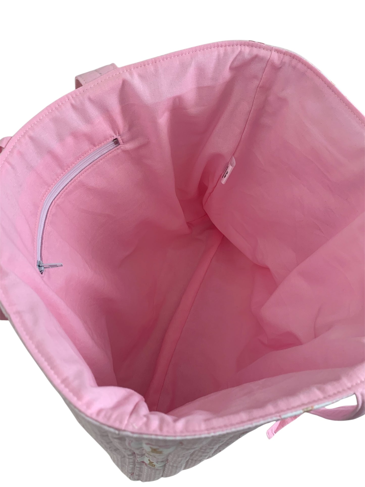 Rabbit Pink Gingham Quilted Cotton Tote Bag