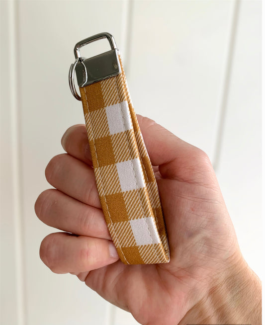 Mini Mustard Gingham Key Chain