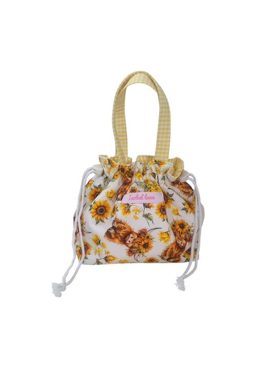 Highland Cow Sunflower MINI Grab And Go Bag