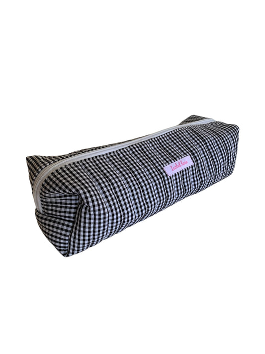 Black Gingham Quilted Hair Tools Bag