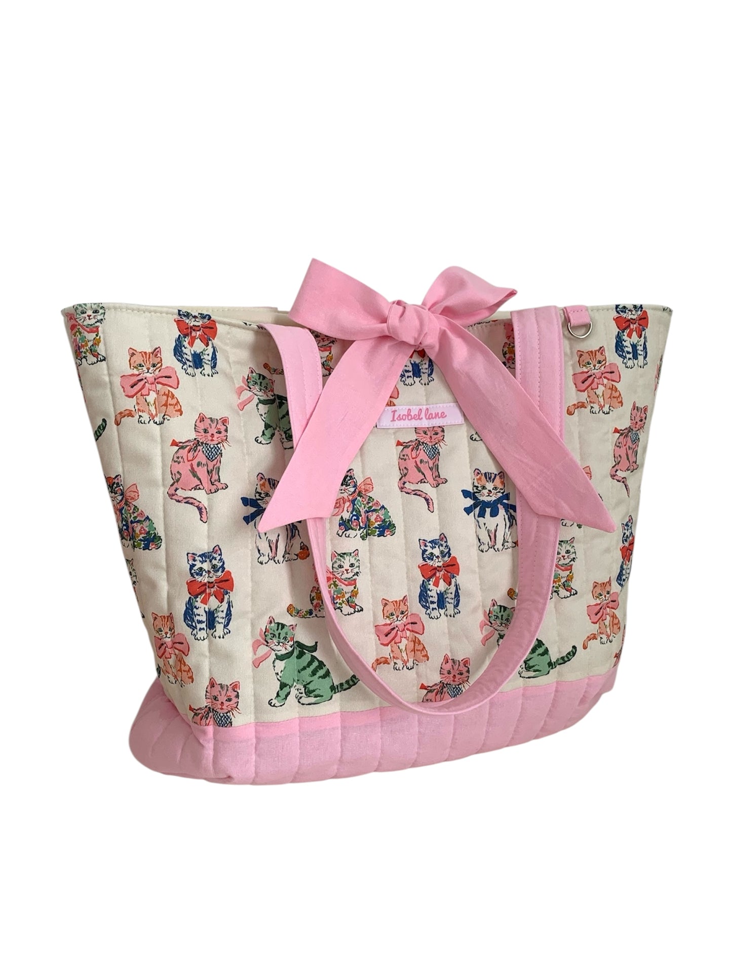 Cat Kitty Quilted Cotton Day Tote Bag