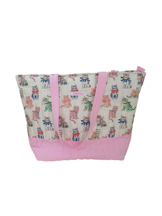 Cat Kitty Quilted Cotton Weekend Tote Bag