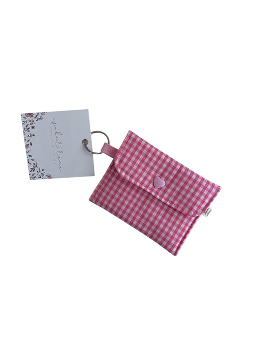 Extra Small Pink Gingham Keyring Coin Pouch