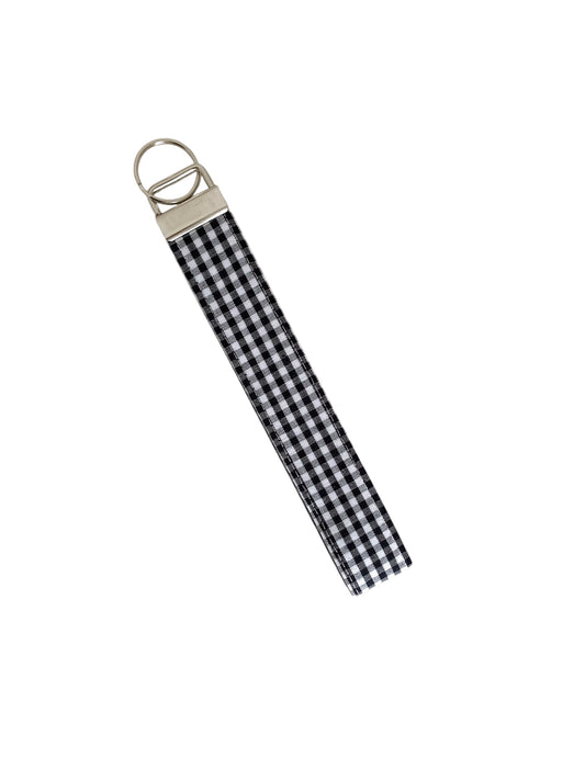 Black Gingham Wristlet Key Chain