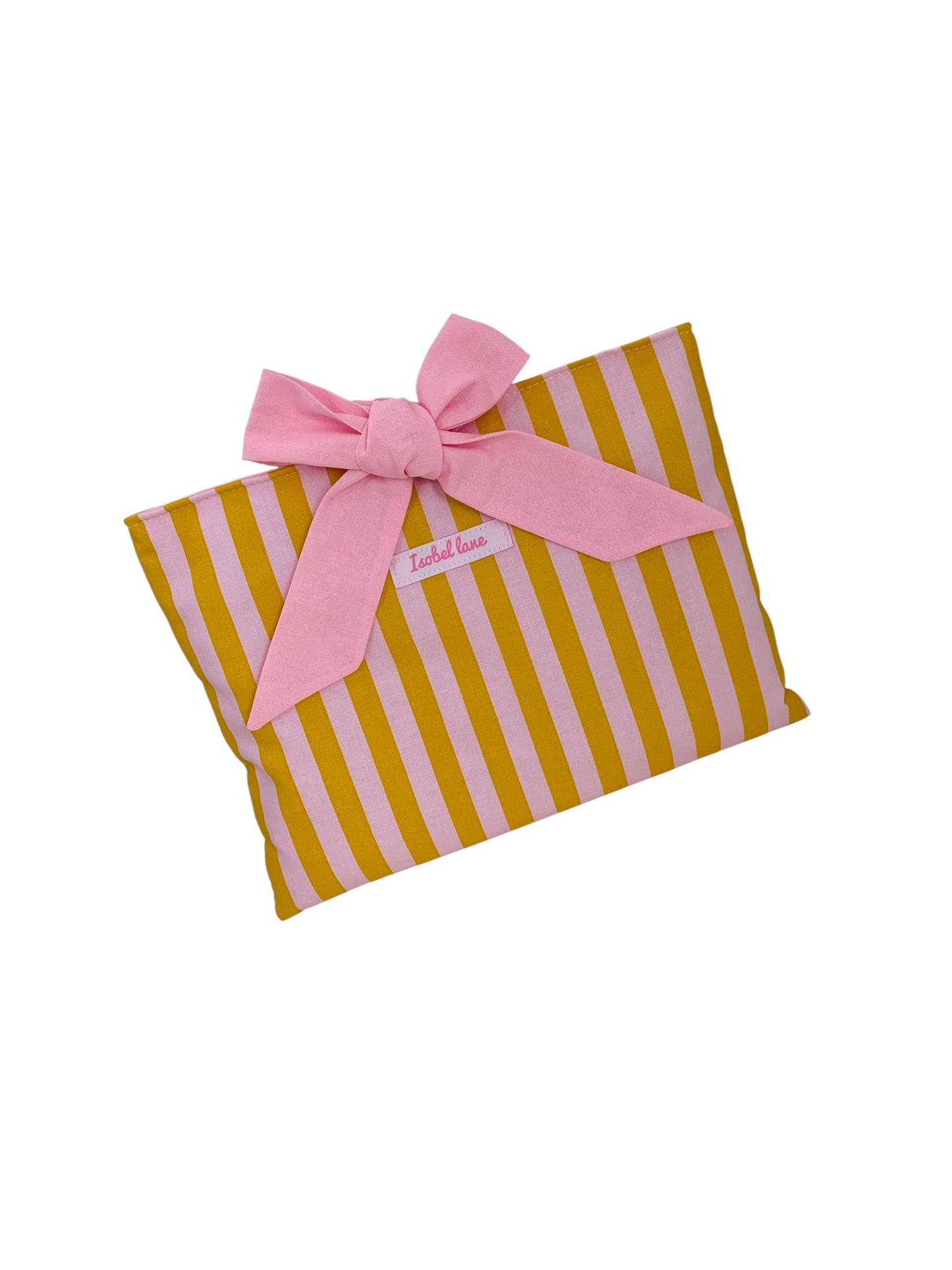 Pink And Mustard Stripe Padded Book Sleeve