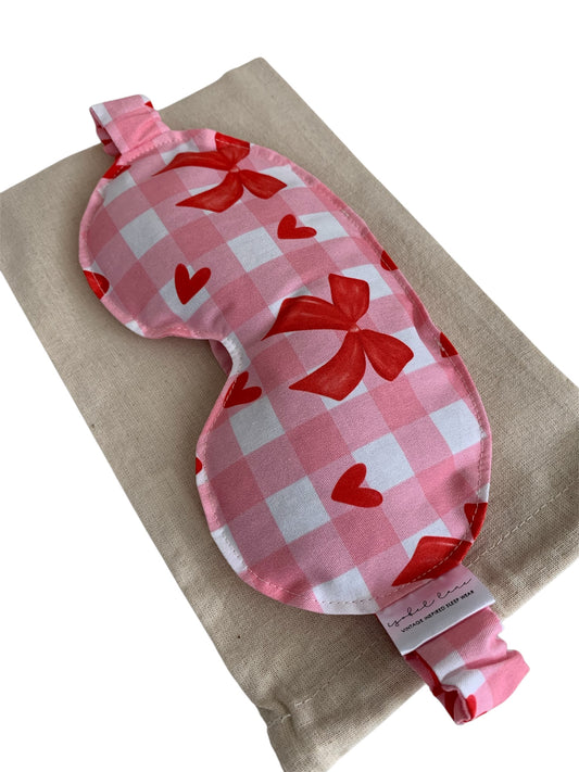 Pink Check & Red Bow Wheat And Lavender Cotton Eye Pillow