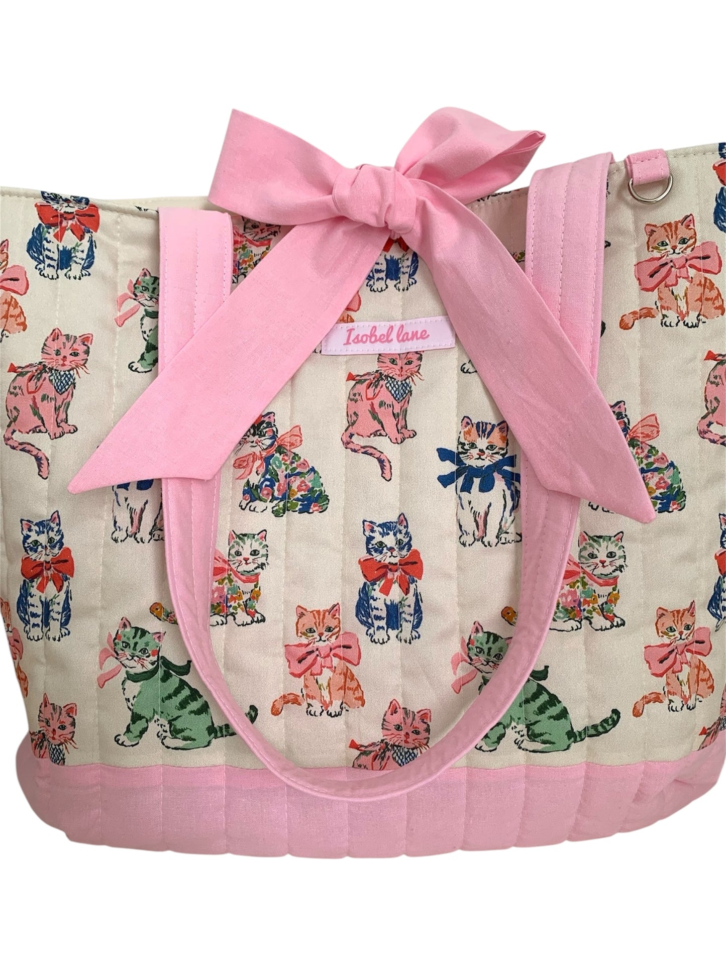 Cat Kitty Quilted Cotton Day Tote Bag