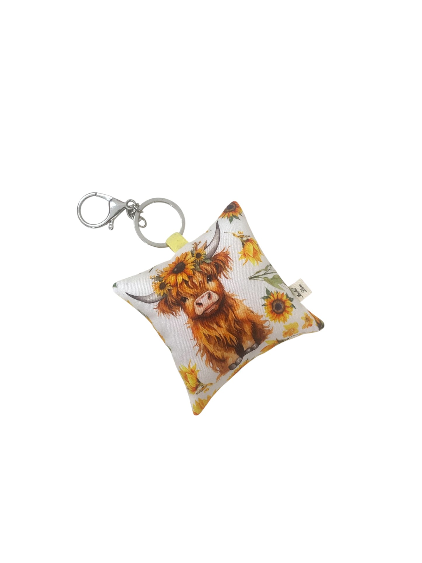 Highland Cow Sunflower Pillow Key Chain