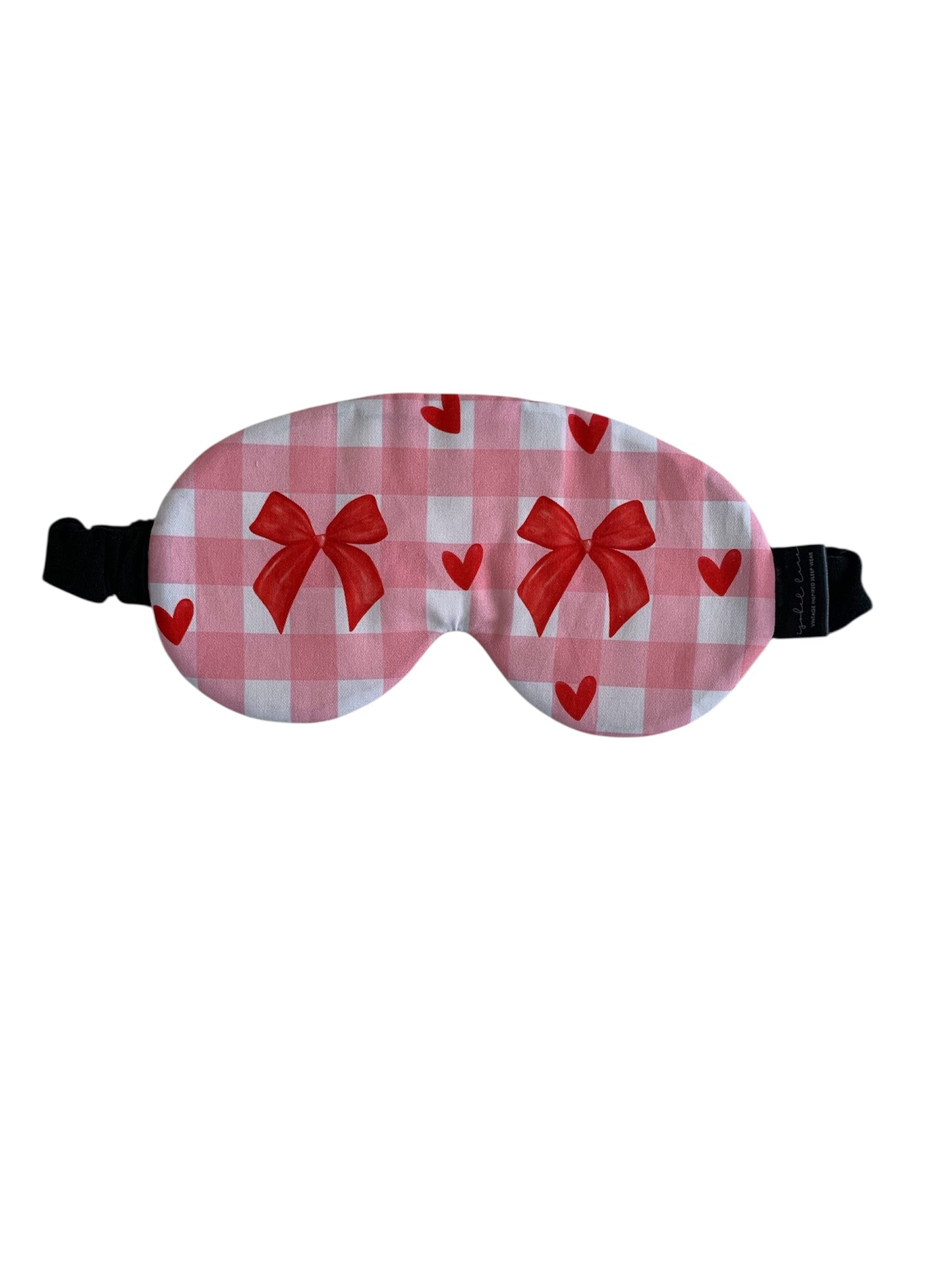 Pink Check & Red Bow Cotton Sleep Eye Mask