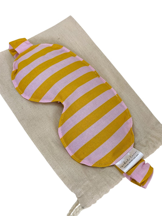 Pink And Mustard Stripe Wheat And Lavender Cotton Eye Pillow