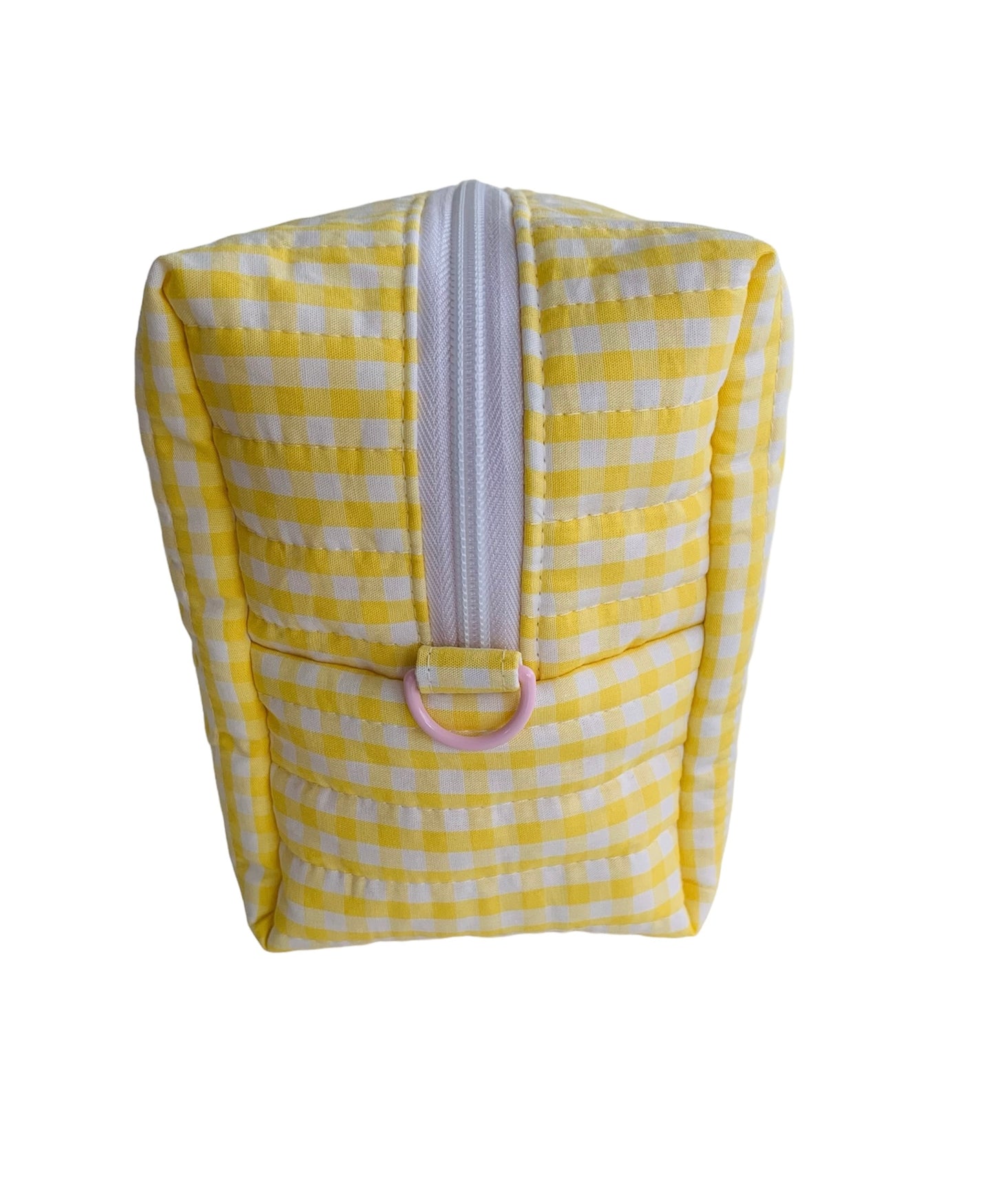 Large Yellow Gingham Carry All Make Up Bag