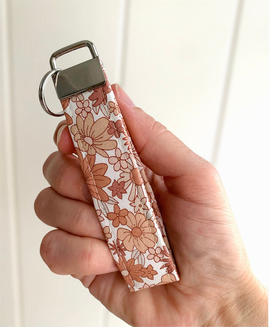 Mini Brown Floral Key Chain