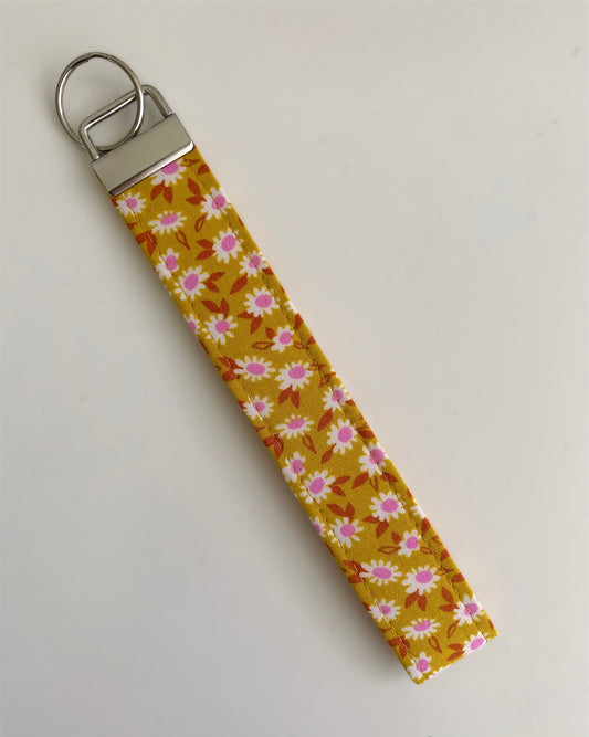 Mustard Petite Floral Wristlet Key Chain