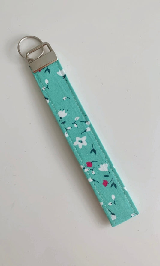 Turquoise Floral Wristlet Key Chain