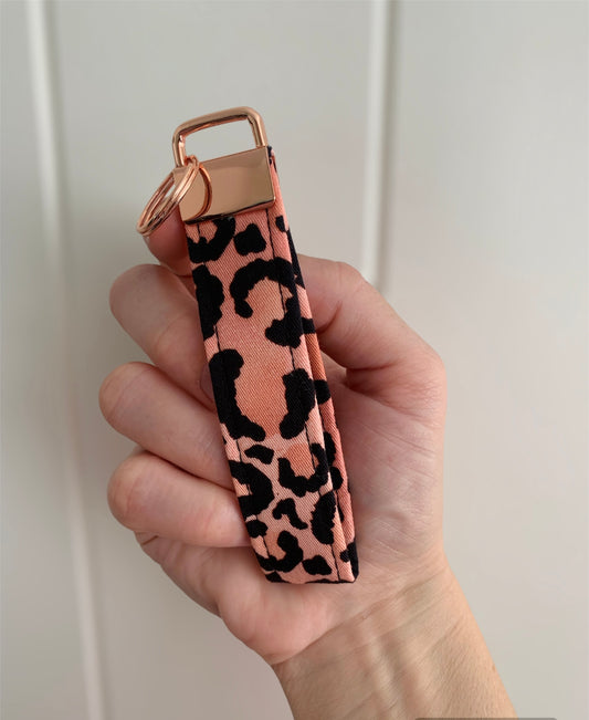 Mini Blush Leopard Rose Gold Key Chain