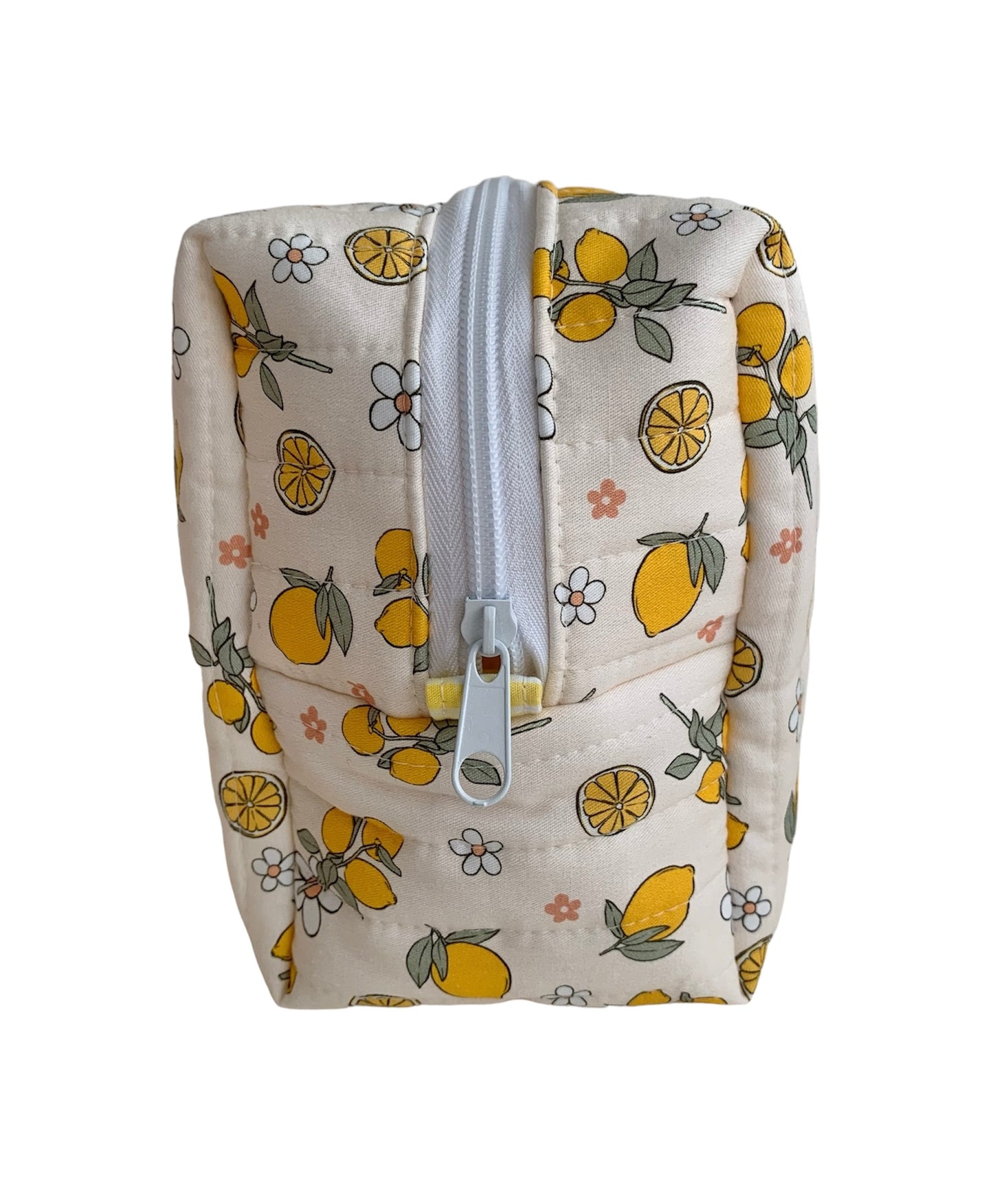 Large Lemon Print Carry All Make Up Bag