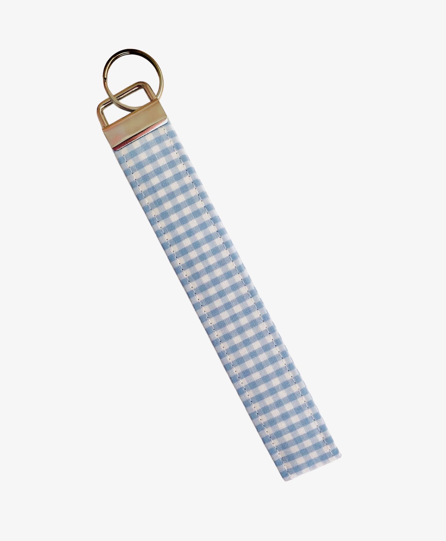 Blue Gingham Wristlet Key Chain