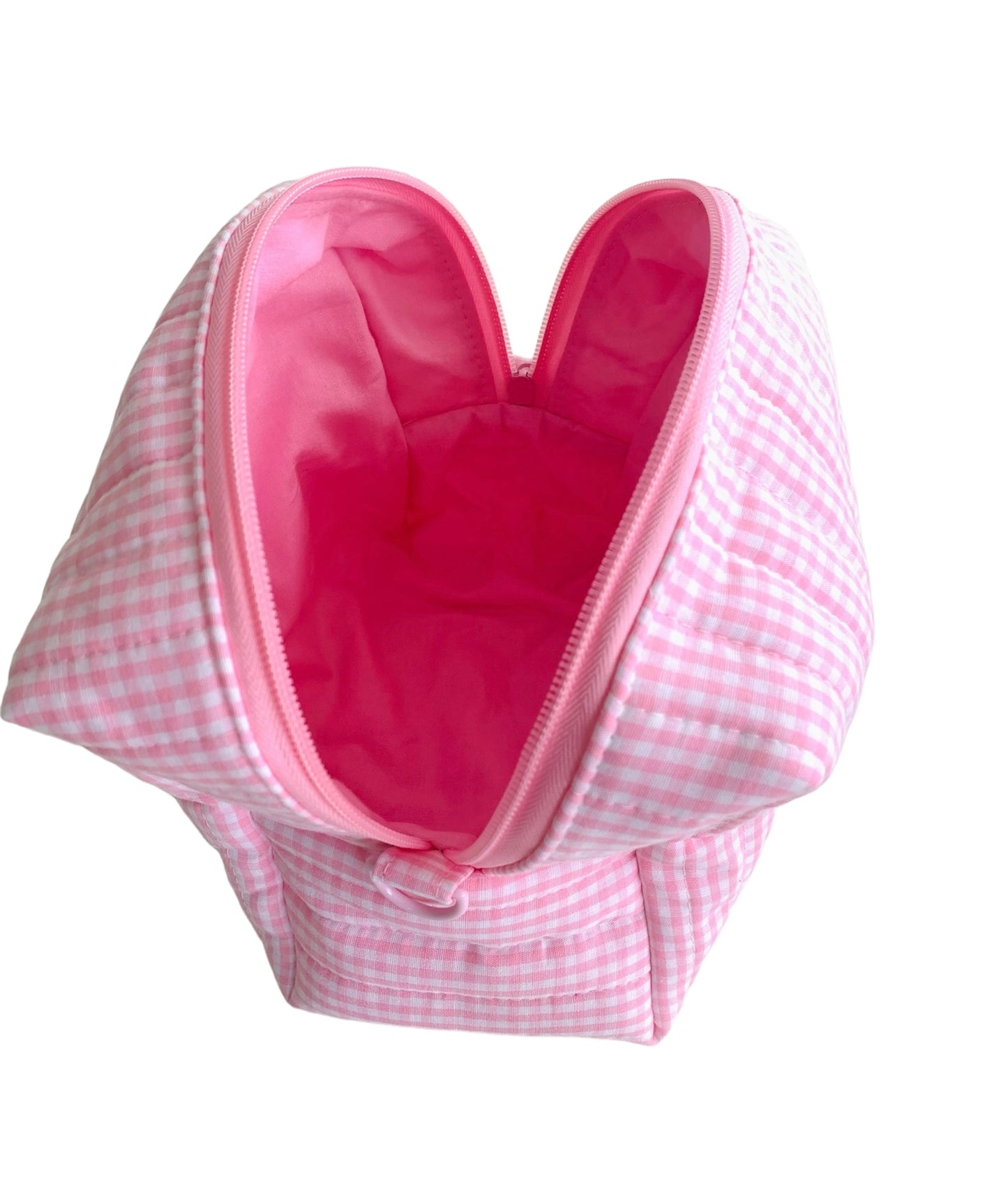 Large Pink Gingham Carry All Make Up Bag
