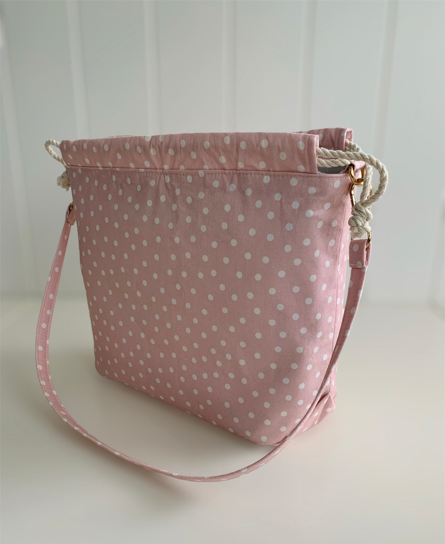 Grey Pink Spot Reversible Cotton Canvas Bag