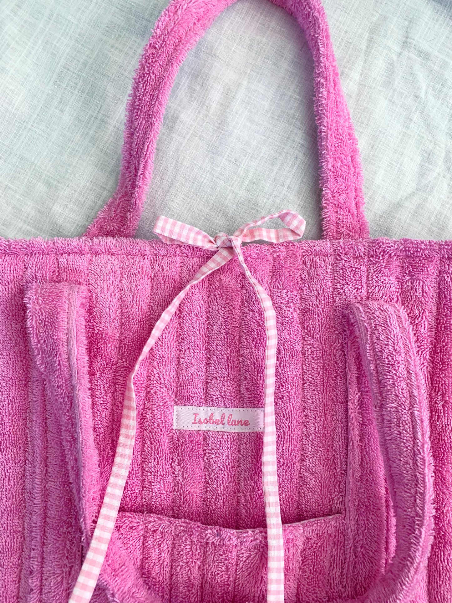 Pink Candy Fluffy Terry Toweling Quilted Tote Bag