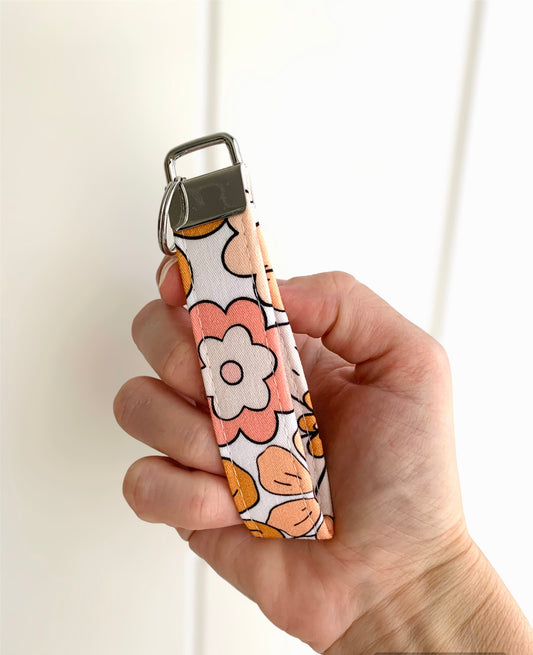 Mini Pink and Mustard Flower Key Chain