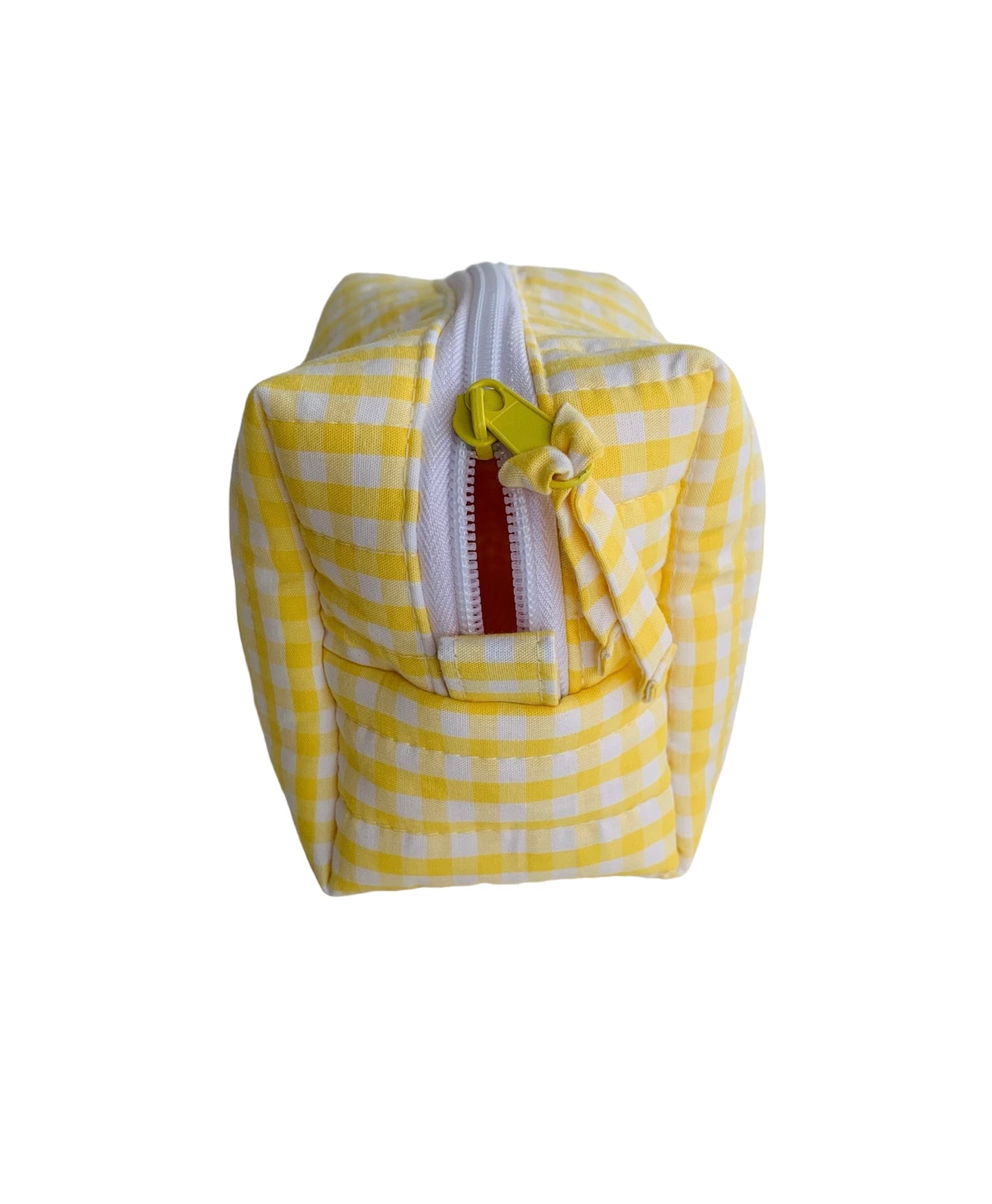 Small Yellow Gingham Carry All Make Up Bag