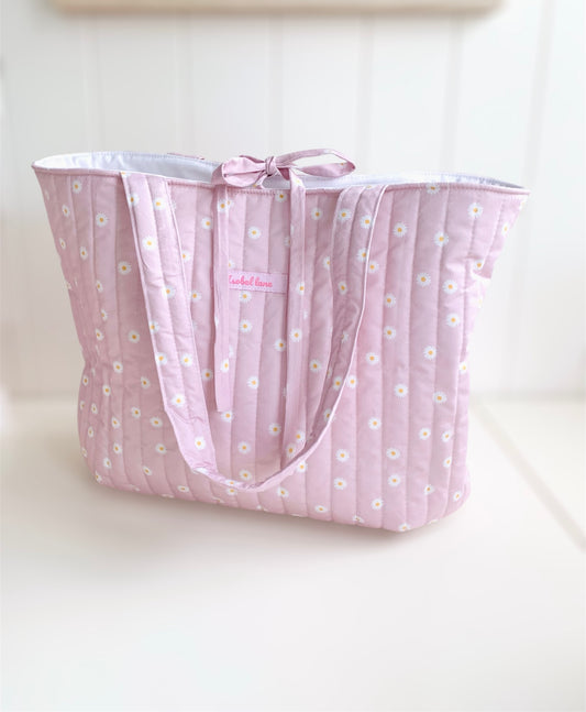 Daisy Quilted Cotton Tote Bag