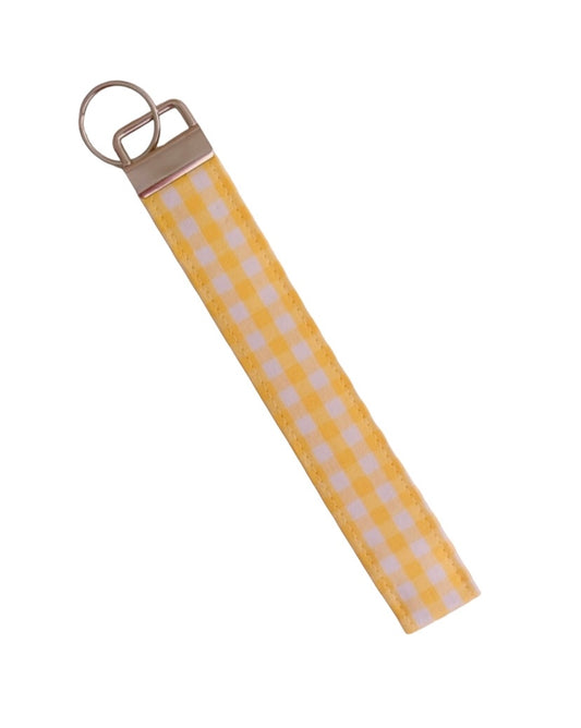 Yellow Gingham Wristlet Key Chain