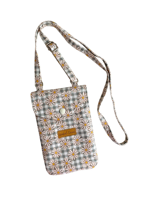 Sage Daisy Cotton Canvas Mobile Phone Bag