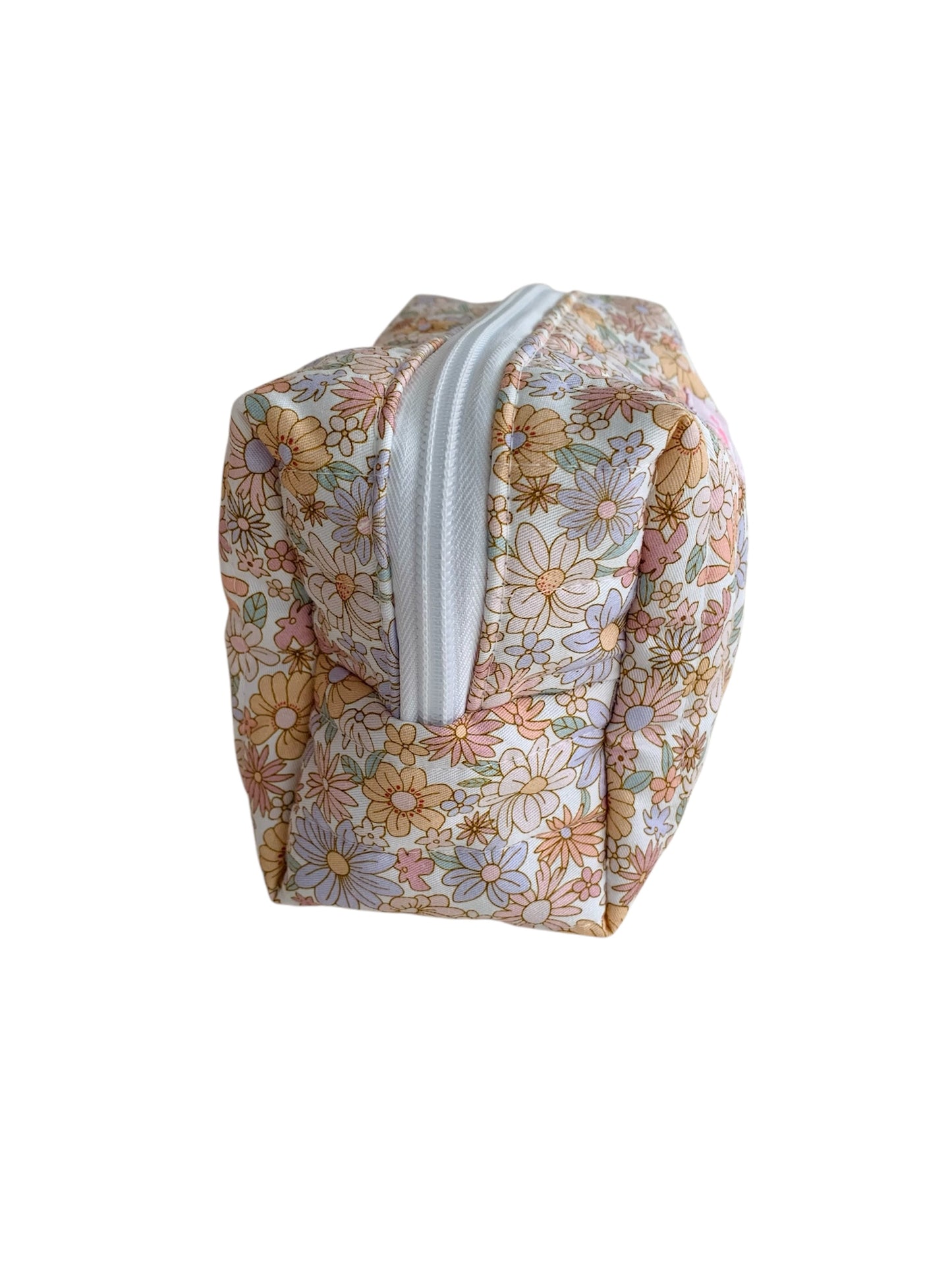 Small Spring Pastel Floral Carry All Make Up Bag