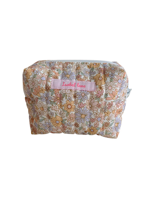 Small Spring Pastel Floral Carry All Make Up Bag