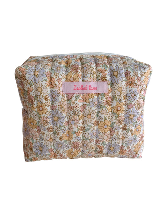 Large Spring Pastel Floral Carry All Make Up Bag