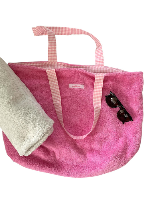 Pink Terry Toweling Beach Tote Bag