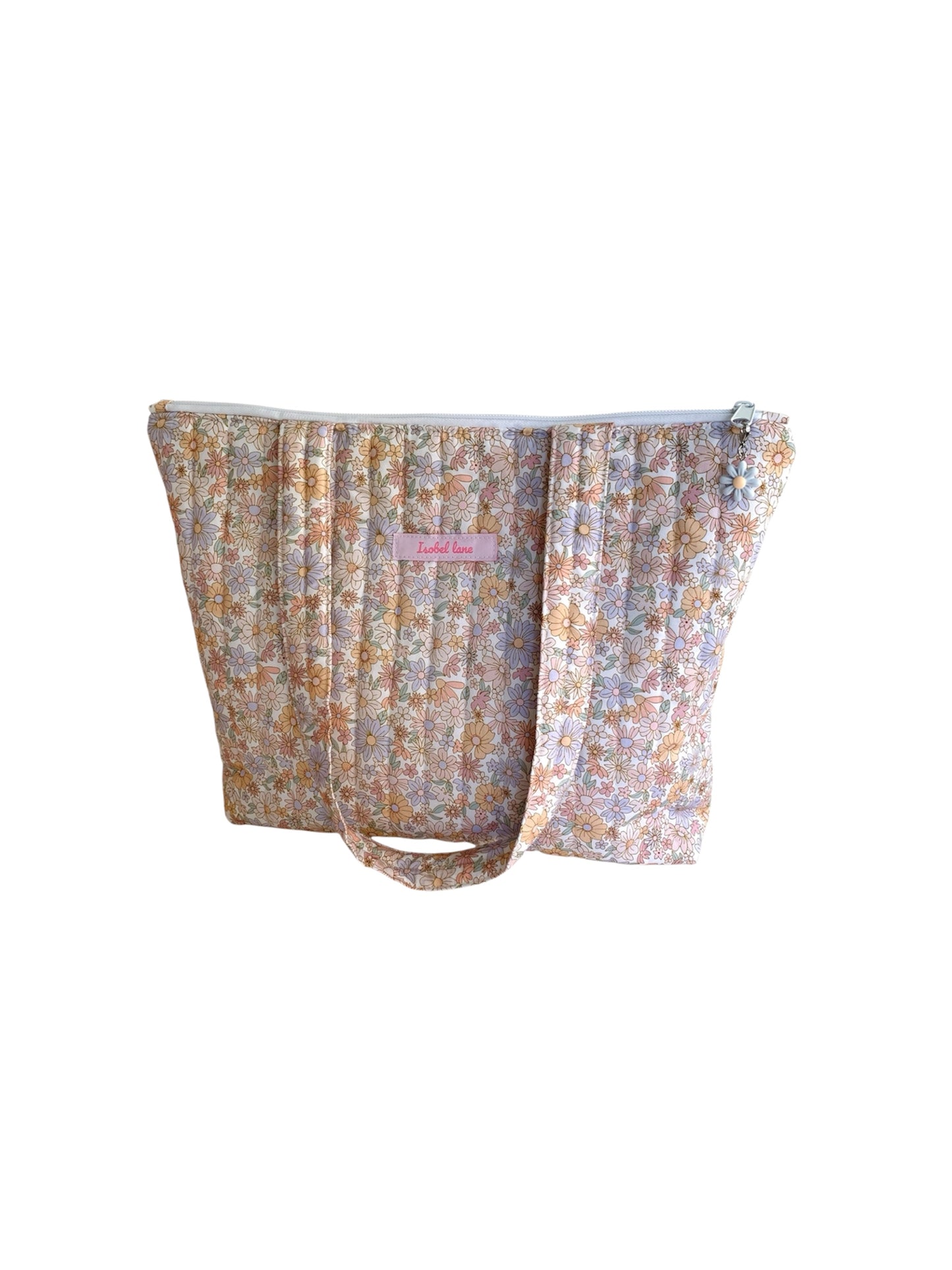 Spring Pastel Floral Quilted Cotton SMALL Day Tote Bag