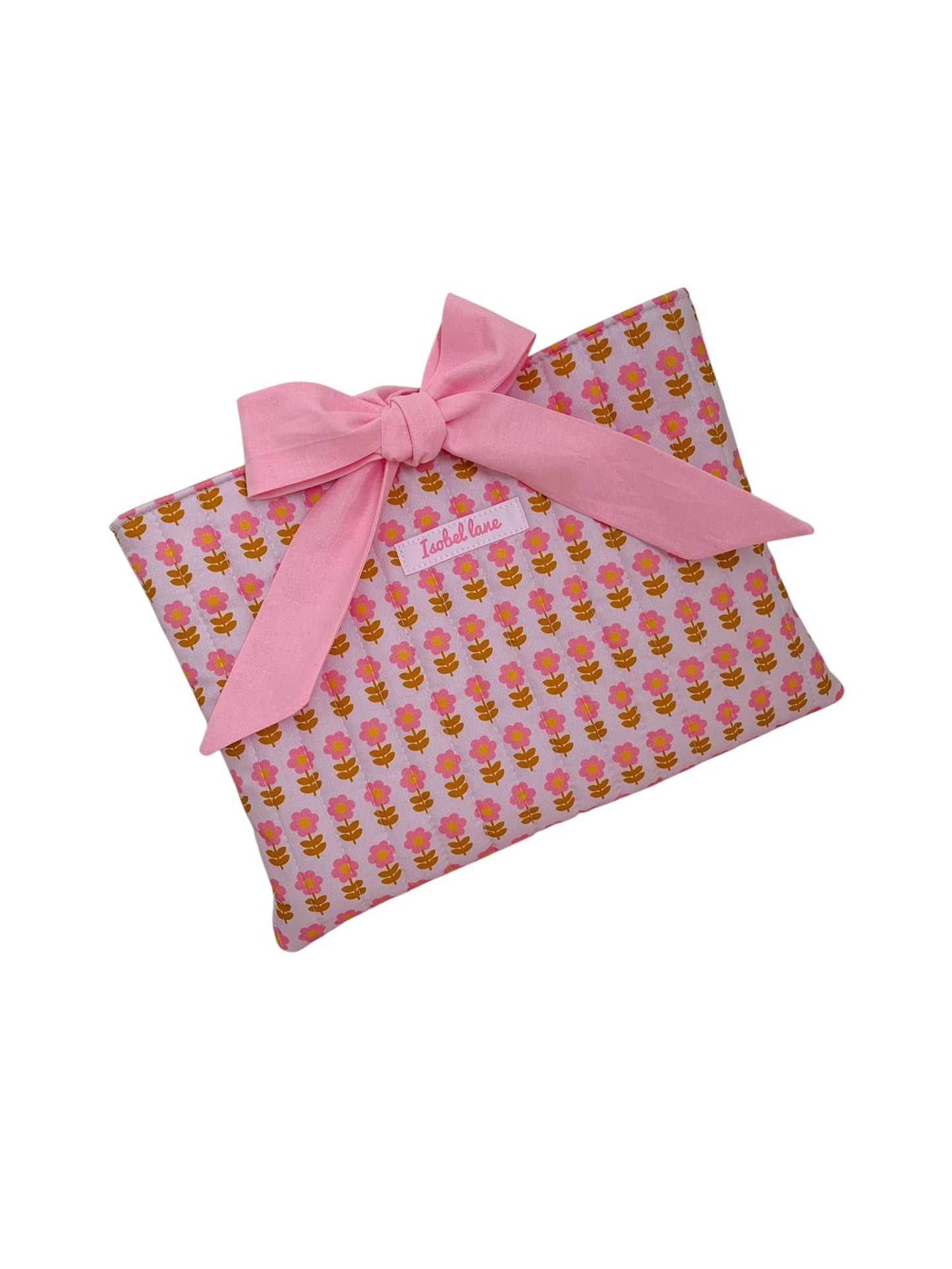 Pink Flowers Quilted Book Sleeve