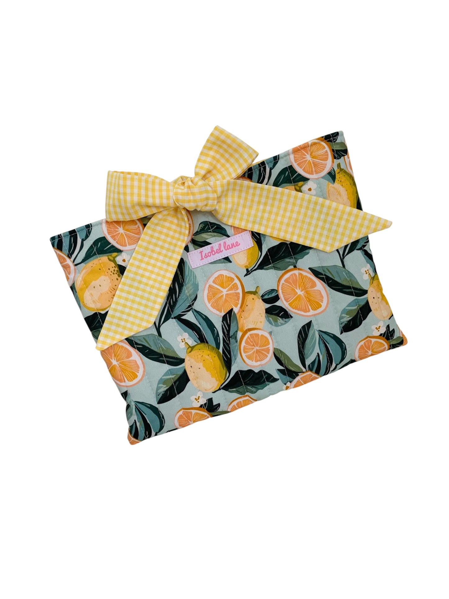 Green Citrus Quilted Book Sleeve