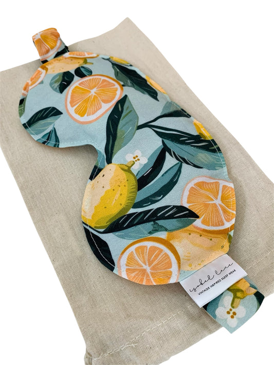 Green Citrus Print Wheat And Lavender Cotton Eye Pillow