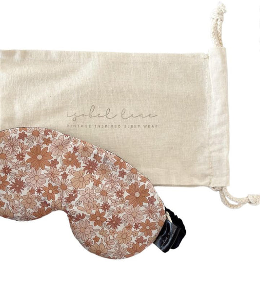 Brown Floral Cotton Sleep Eye Mask